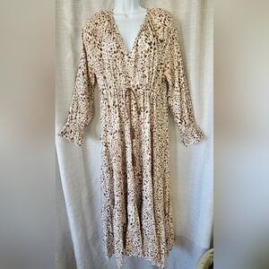 Mud Pie Leopard Print Long Sleeve Dress